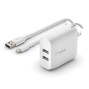Belkin BoostCharge Dual USB-A Wall Charger 24W (USB-A to Micro-USB cable included) - Power Adapter