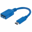 Manhattan SuperSpeed USB 3.1 Gen1 Type-C Male to Type-A Female Device Cable, 5 Gbps, Blue, 6"