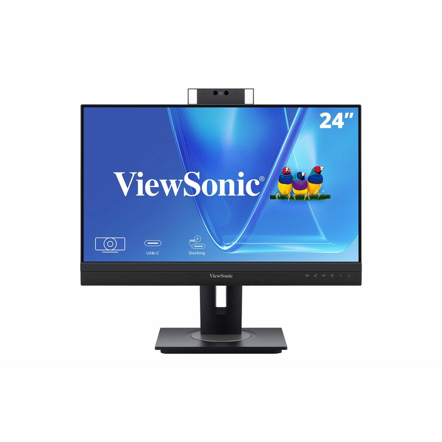 ViewSonic VG2457V 24 Inch 1080p Docking Monitor, IPS with Windows Hello IR Webcam Compatibility for Smooth Video Conferencing, Advanced Ergonomics, 90W USB-C, RJ45, HDMI, and DisplayPort Inputs