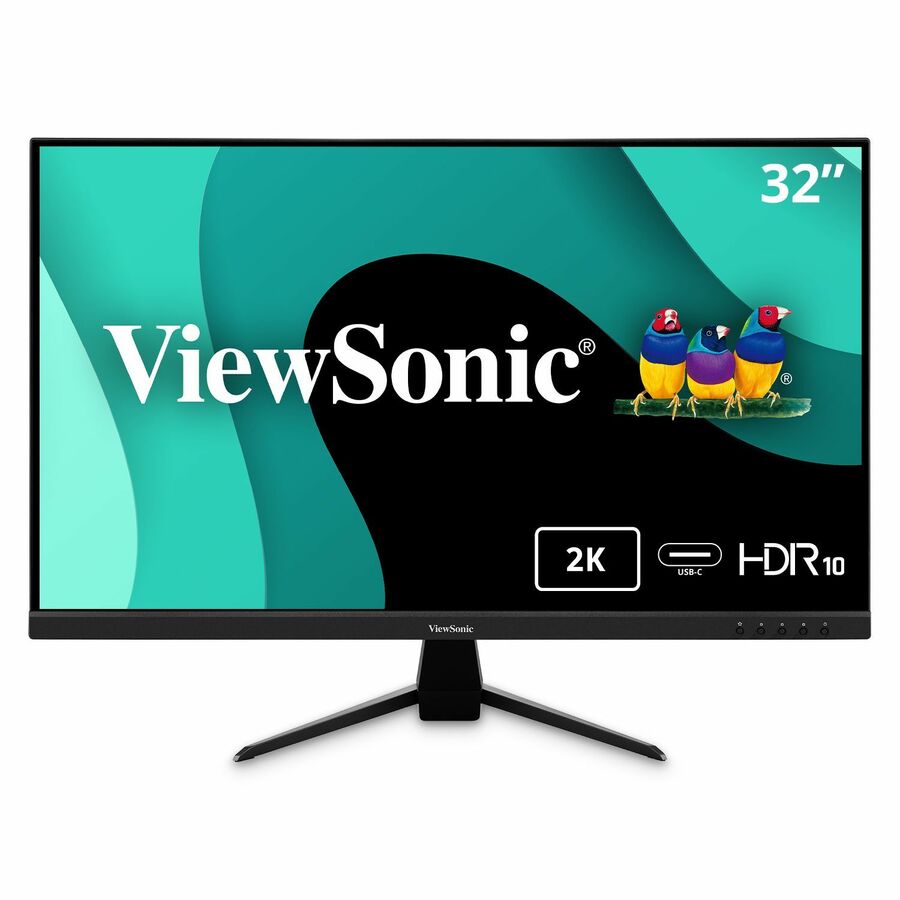 ViewSonic VX3267U-2K 32 Inch 1440p Monitor, IPS Display with 65W USB-C and HDR10 for Ultimate Home Entertainment, Eye Care Technology, Ultra-Thin Bezels, HDMI, and DisplayPort Inputs