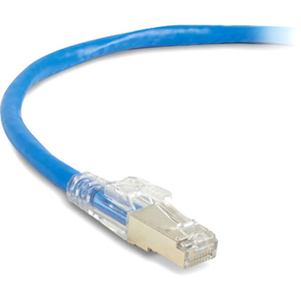 Black Box GigaTrue 3 Cat.6 (S/FTP) Patch Network Cable - 15 ft Category 6 Network Cable for Patch Panel, Wallplate, Network Device - First End: 1 x RJ-45 Network - Male - Second End: 1 x RJ-45 Network - Male - 1 Gbit/s - Patch Cable - Shielding - Gold Plated Contact - CM - 24 AWG - Blue