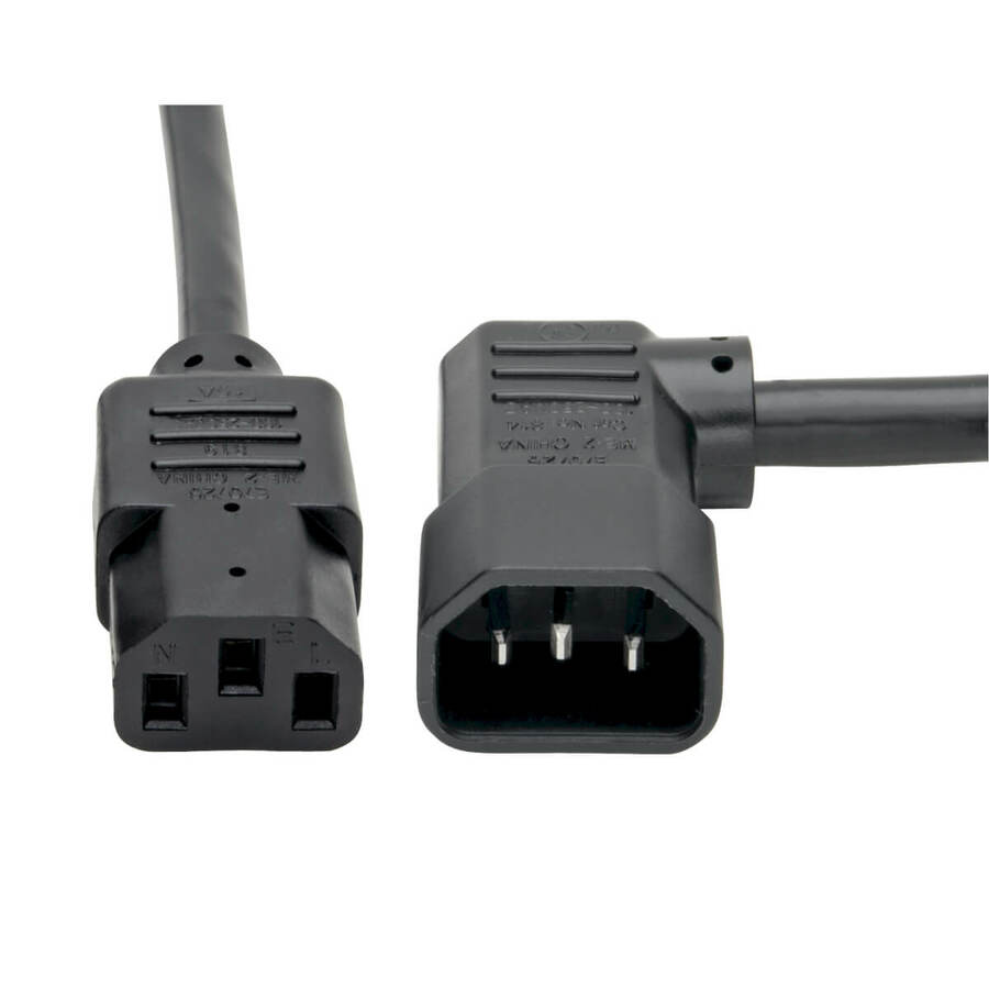 Tripp Lite by Eaton Heavy-Duty PDU Power Cord C13 to Left-Angle C14 - 15A 250V 14 AWG 6 ft. (1.83 m) Black