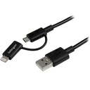 StarTech 1m (3 ft) Black Apple 8-pin Lightning Connector or Micro USB to USB Combo Cable for iPhone / iPod / iPad