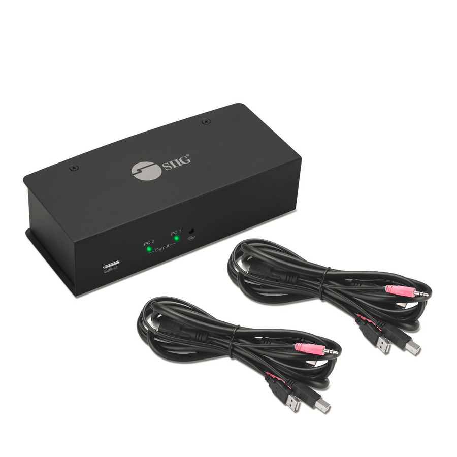 SIIG 2x1 Dual View USB HDMI KVM Switch - 4K 30Hz - Dual Display or Extended Display - Dual Display or Extended Display - 2 HDMI input and 2 HDMI output Dual View USB HDMI KVM Switch - HDMI 4K30Hz Single Monitor - USB 2.0 Hub/HID - MIC - Hotkey Switching - 2 Port HDMI KVM Switch - USB-A Hotkey/Push Button - 3840x2160 30Hz USB 2.0 Port - 2ch / 7.1ch Audio - KVM Cable included - Extended Display - Metal housing - OS Independent - 2 years warranty