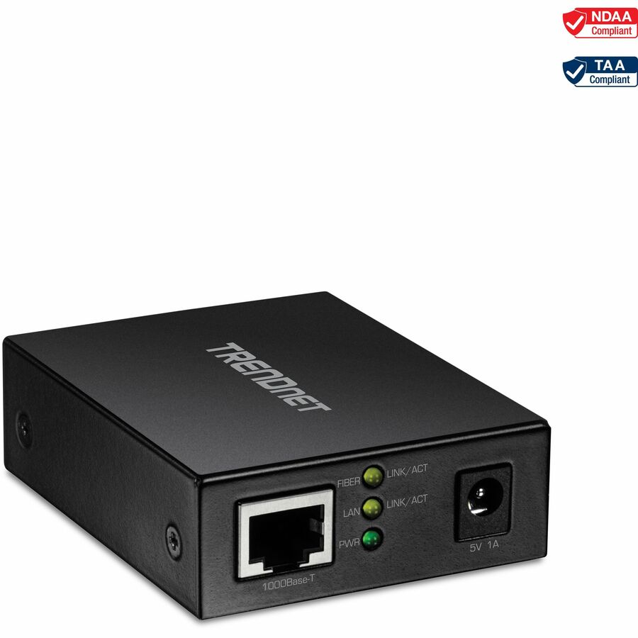 TRENDnet 1000BASE-T to SFP Fiber Media Converter; Gigabit Ethernet to SFP Media Converter; 4Gbps Switching Capactiy; TFC-GSFP