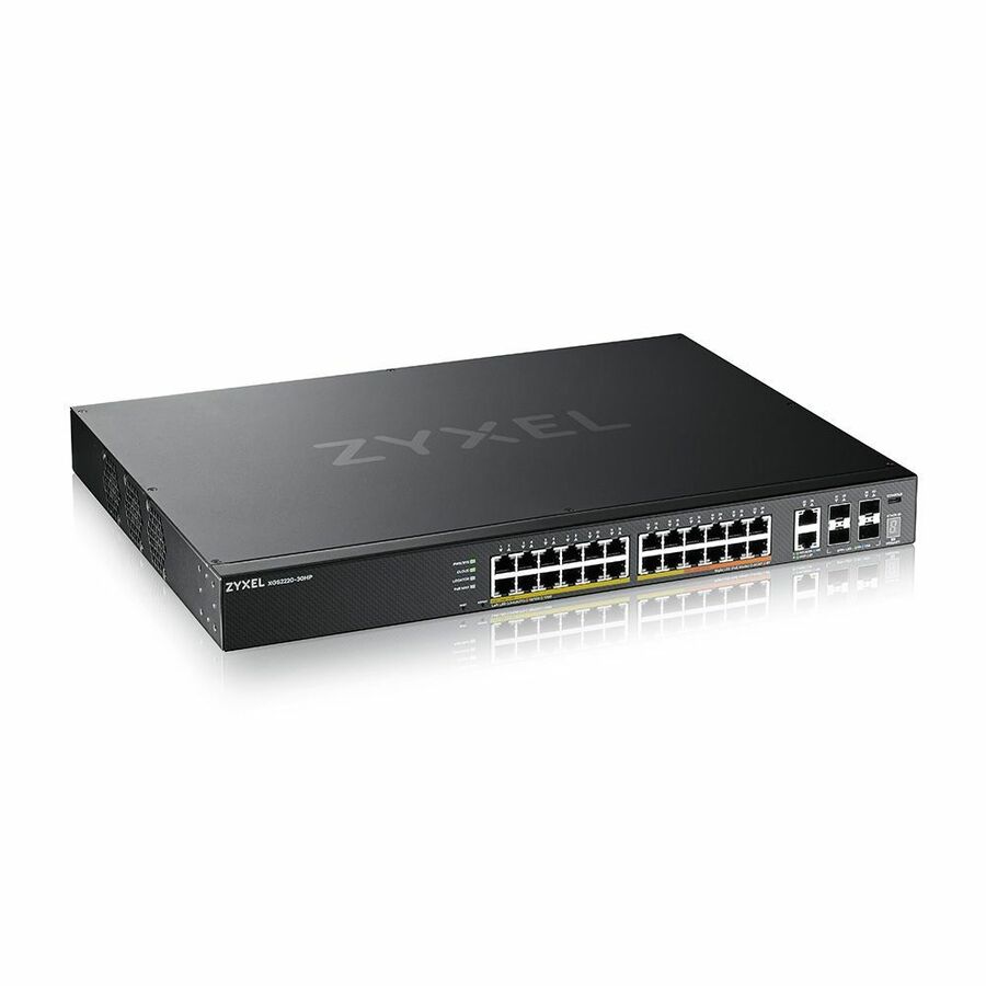 ZYXEL XGS2220-30HP 24-Port Gigabit L3 Managed and Nebula Pro Cloud Managed Switch | 26 PoE+ Ports at 400W with 4 SFP+ 10G Uplinks and 2 10G Ethernet Ports - 24 Ports - Gigabit PoE / PoE+ Ethernet - Full CLI and Nebula Pro Cloud Manageable - Layer 3 Supported - 4 SFP+ 10G Slots - 2 10G Ethernet - 400 W PoE Budget - 26 PoE Ports - Rack-mountable - Lifetime Limited Warranty