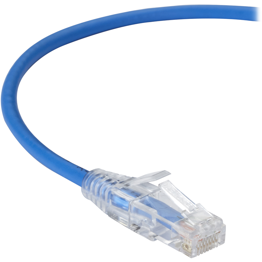 Black Box Slim-Net Cat.6a UTP Patch Network Cable - 5 ft Category 6a Network Cable for Patch Panel, Wallplate, Network Device - First End: 1 x RJ-45 Network - Male - Second End: 1 x RJ-45 Network - Male - 10 Gbit/s - Patch Cable - Gold Plated Contact - CM - 28 AWG - Blue