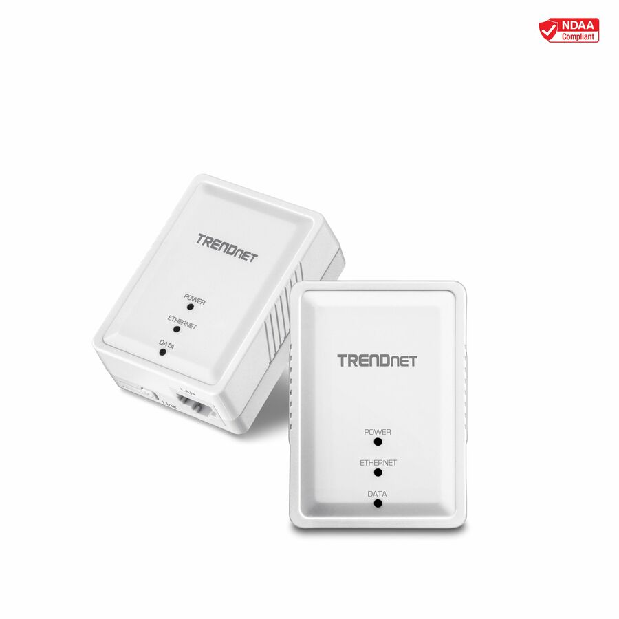 TRENDnet Powerline 500 AV Nano Adapter Kit, Includes 2 x TPL-406E Adapters, Cross Compatible With Powerline 600-500-200, Windows 10, 8.1, 8, 7, Vista, XP, Plug & Play Install, White, TPL-406E2K