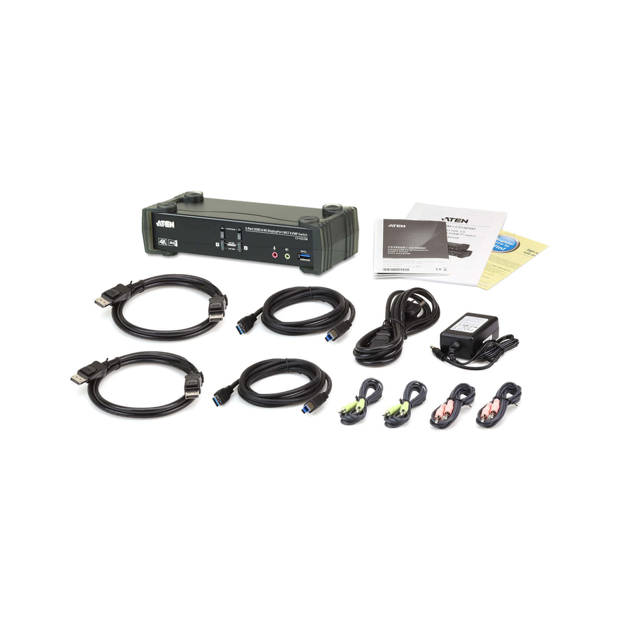ATEN 2-Port USB 3.0 4K DisplayPort MST KVMP Switch (Cables Included)-TAA Compliant