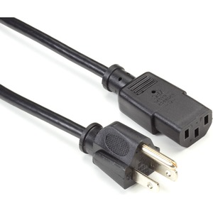 Black Box Standard Power Cord - For PC, Monitor - 100 V AC / 10 A, 125 V AC - Black - 10 ft Cord Length - NEMA 5-15P / IEC 60320 C13 - North America