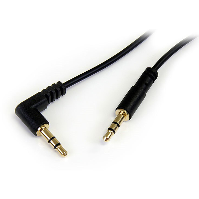 StarTech 1 ft Slim 3.5mm to Right Angle Stereo Audio Cable - M/M