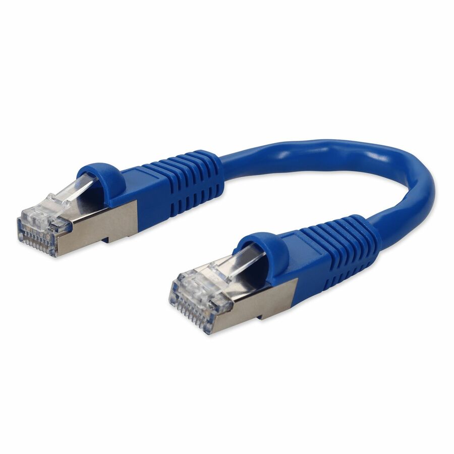 AddOn 6in Blue CAT 7 Shielded (S/FTP) PVC Ethernet Cable Snagless Bubble Boot RJ-45 M/M
