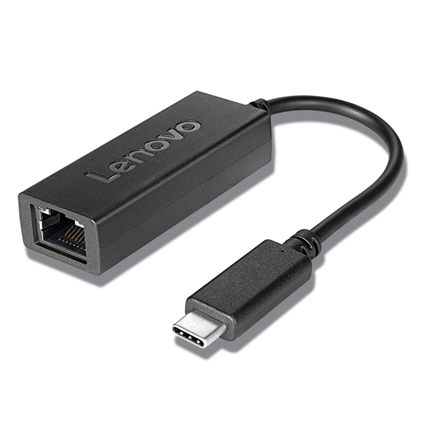 Lenovo USB-C to Ethernet Adapter - RJ-45/USB Network Cable for Notebook - First End: 1 x RJ-45 Network - Female - Second End: 1 x USB Type C - Male - 100 Mbit/s - Black
