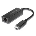 Lenovo USB-C to Ethernet Adapter - RJ-45/USB Network Cable for Notebook - First End: 1 x RJ-45 Network - Female - Second End: 1 x USB Type C - Male - 100 Mbit/s - Black