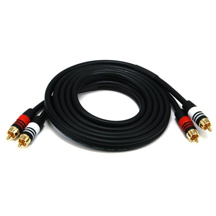 Monoprice 6ft Premium 2 RCA Plug/2 RCA Plug M/M 22AWG Cable - Black