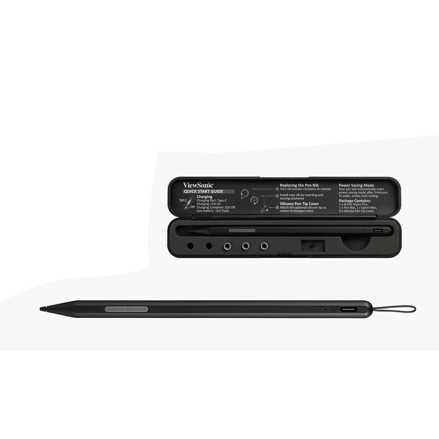 ViewSonic Stylus - Capacitive Touchscreen Type Supported - Active - Replaceable Stylus Tip - Black