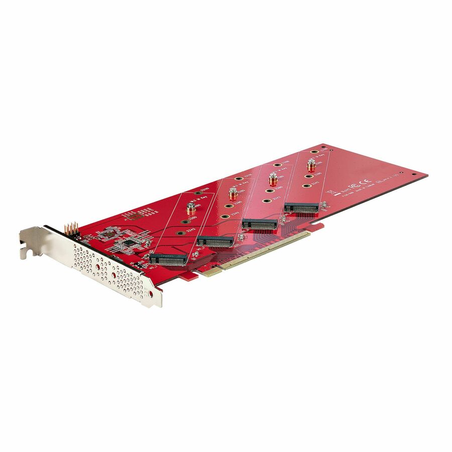 StarTech Quad M.2 PCIe Adapter Card, PCIe x16 to Quad NVMe or AHCI M2 SSDs, PCI Express 4.0, PC/Linux, Bifurcation Required, TAA