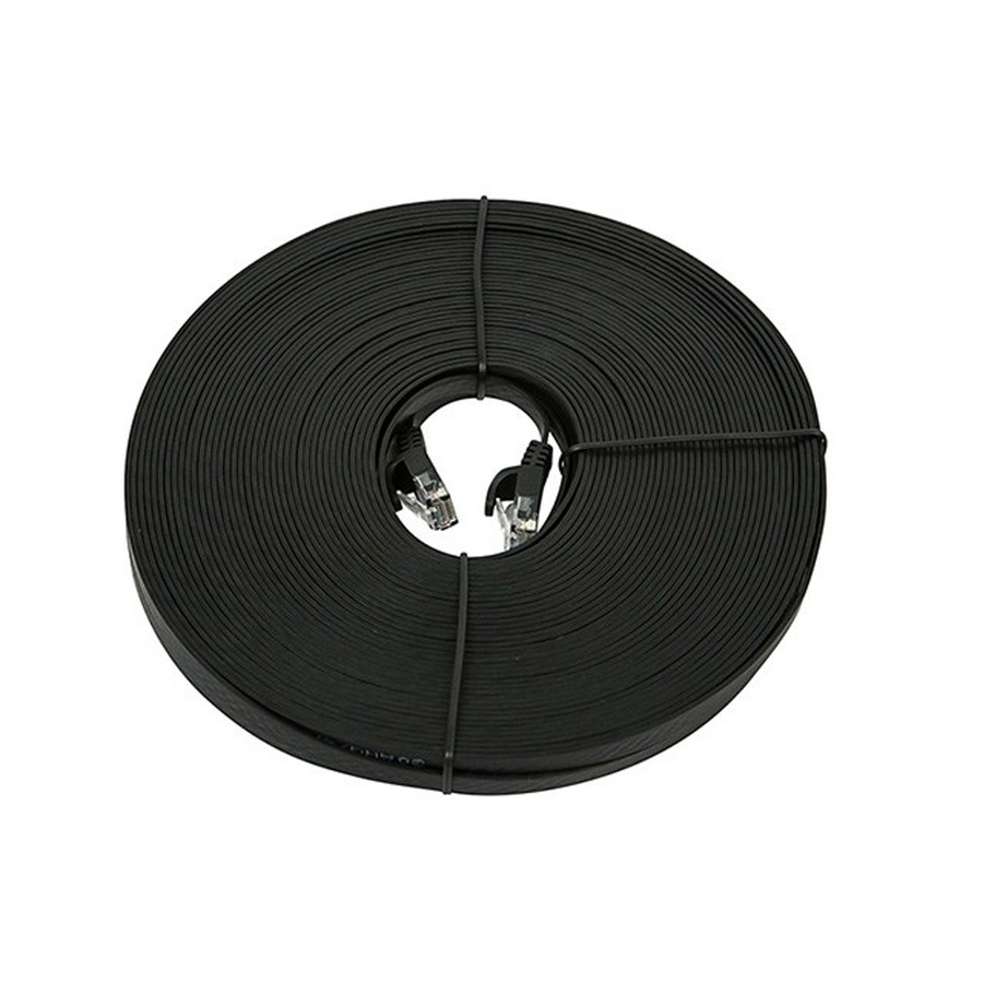 Monoprice Cat5e 30AWG UTP Flat Ethernet Network Patch Cable, 100ft Black