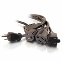 C2G 3ft 16 AWG 1-to-4 Power Cord Splitter (1 NEMA 5-15P to 4 NEMA 5-15R) - 3ft