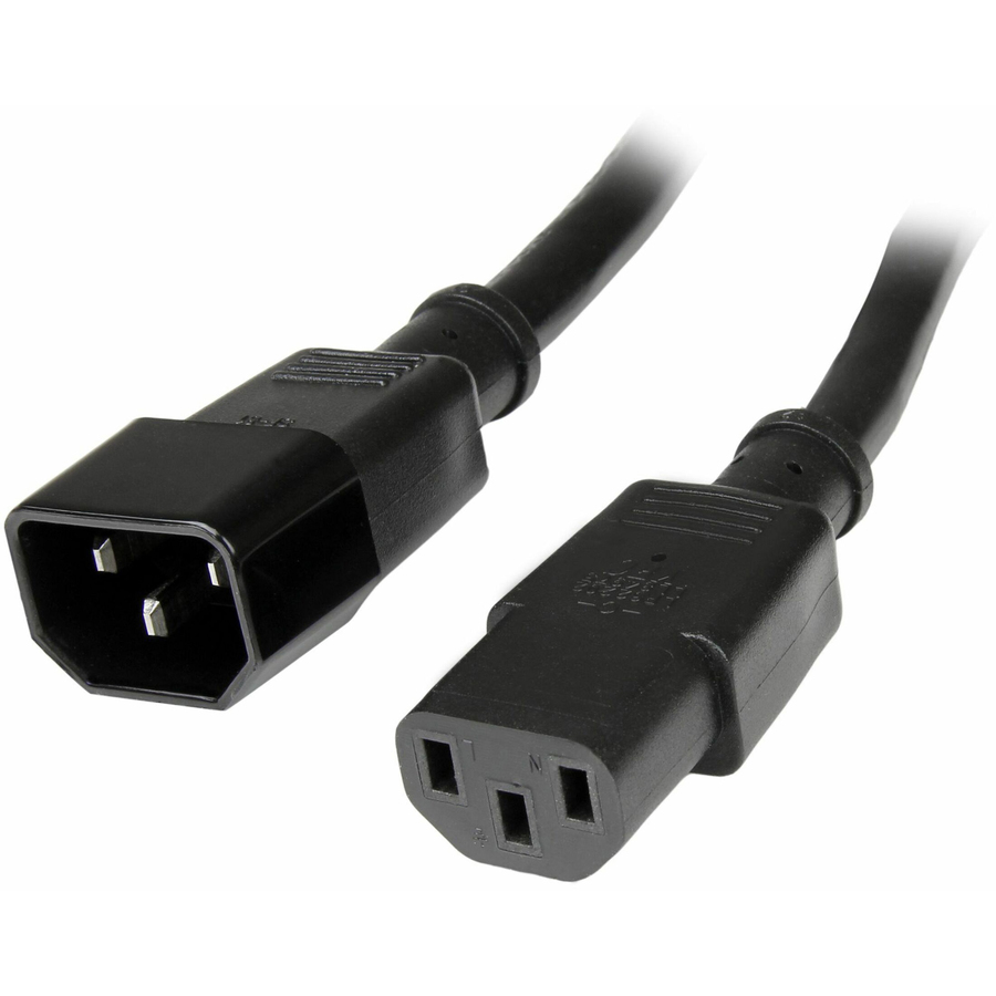 StarTech 1ft (0.3m) Power Extension Cord, C14 to C13, 10A 125V, 18AWG, Computer Power Cord Extension, Power Supply Extension Cable