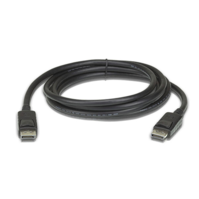 ATEN DisplayPort Audio/Video Cable - 6.56 ft DisplayPort A/V Cable for Audio/Video Device - First End: DisplayPort Digital Audio/Video - Male - Second End: DisplayPort Digital Audio/Video - Male - Supports up to 3840 x 2160 - Shielding - Nickel Plated Connector - 28 AWG - Black