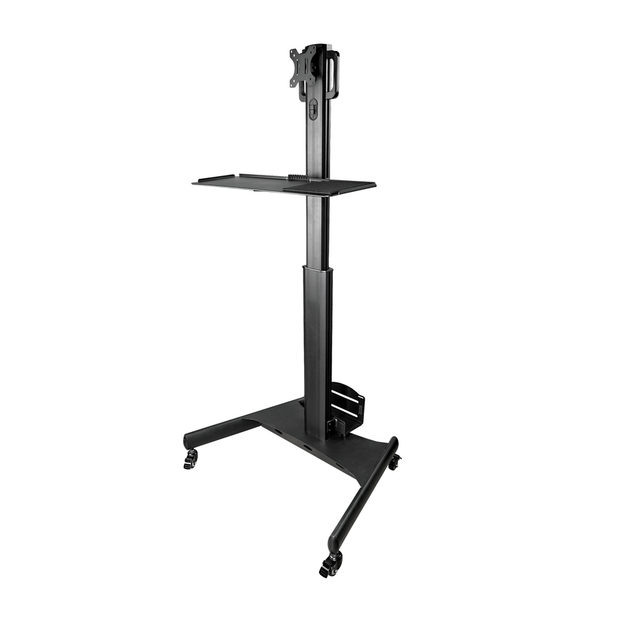 StarTech Mobile Standing Workstation with Monitor Mount, CPU/PC Holder, Height Adjustable Desktop Computer Cart, Standing Workstation