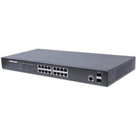 16-Port Gigabit Ethernet PoE+ Web-Managed Switch with 2 SFP Ports, IEEE 802.3at/af Power over Ethernet (PoE+/PoE) Compliant, 374 W, Endspan, 19" Rackmount