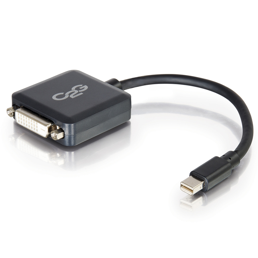 C2G Mini DisplayPort to DVI Adapter - M/F - DVI/Mini DisplayPort for Notebook, Tablet, Monitor, Video Device - 8" - 1 x Mini DisplayPort Male Thunderbolt - 1 x DVI-D (Single-Link) Female Digital Video - Black