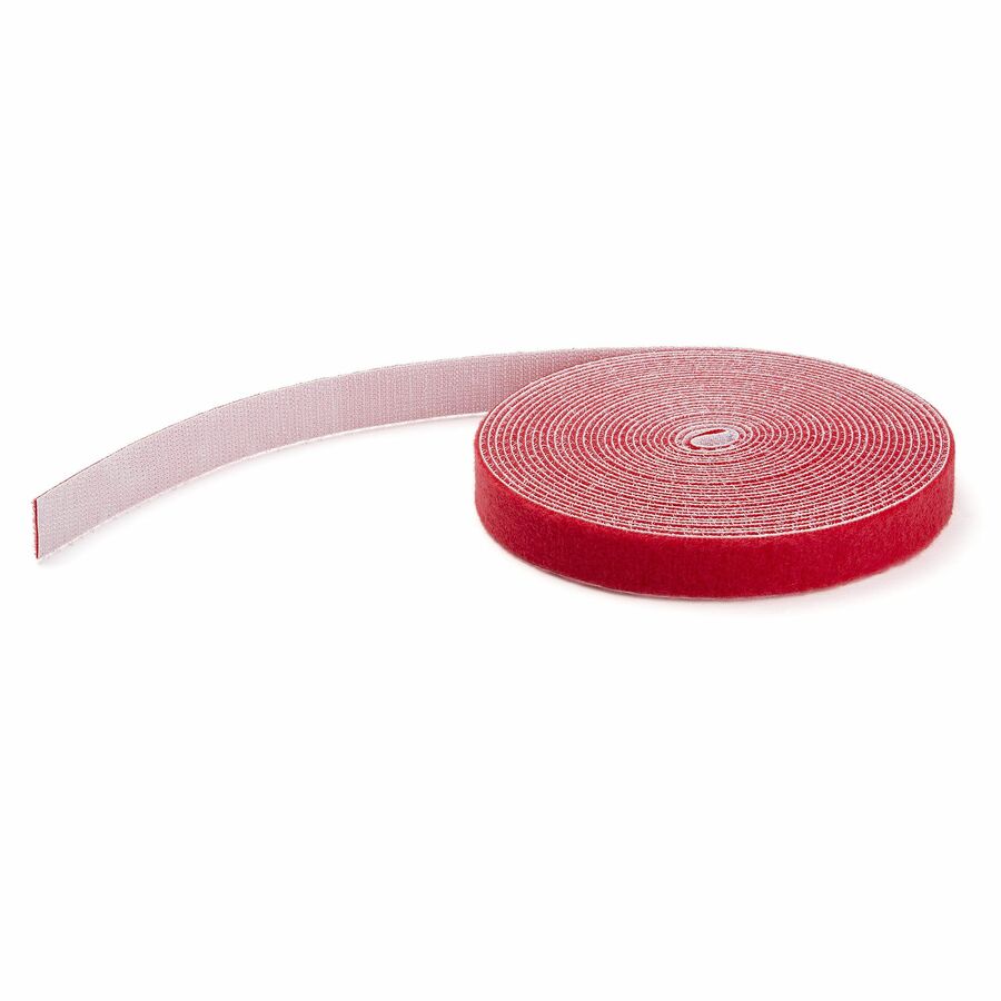 StarTech 25ft (7.6m) Hook and Loop Roll, Red, Cut-to-Size Reusable Cable Ties, Bulk Wire Fastener Tape, Cable Management Straps