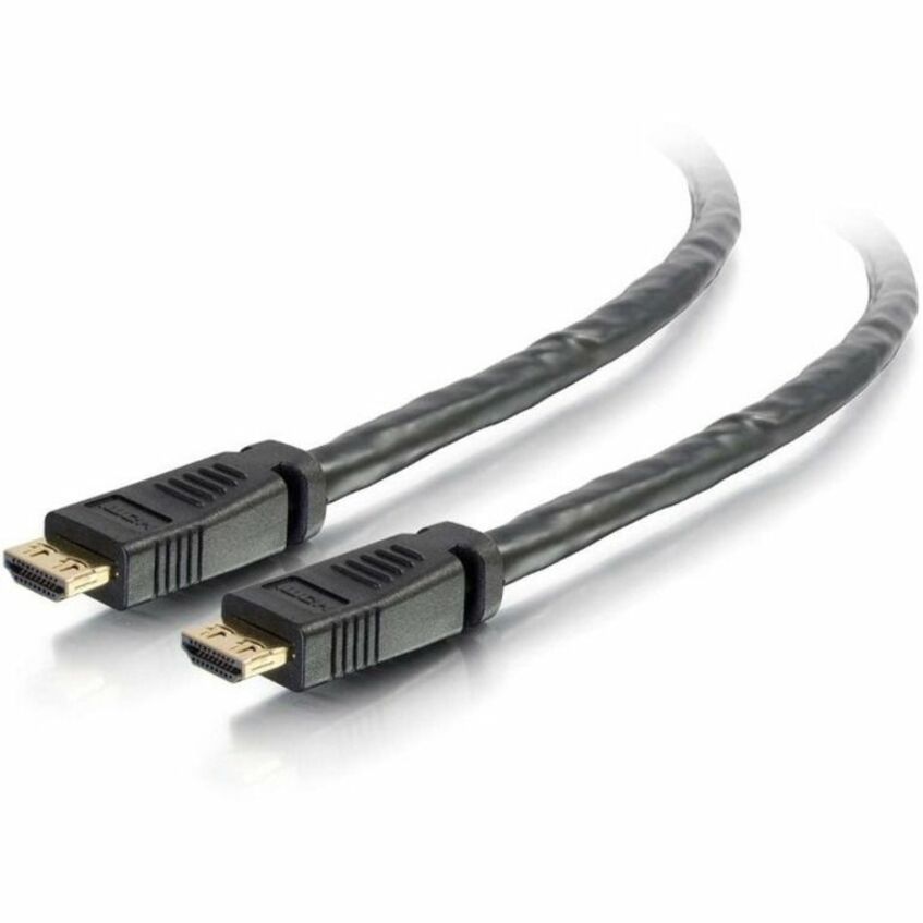 C2G 35ft 4K HDMI Cable with Gripping Connectors - Plenum Rated - HDMI for Audio/Video Device - 35 ft - 1 x HDMI Male Digital Audio/Video - 1 x HDMI Male Digital Audio/Video - Gold Plated Connector - Gold-flash Plated Contact - Shielding - Black