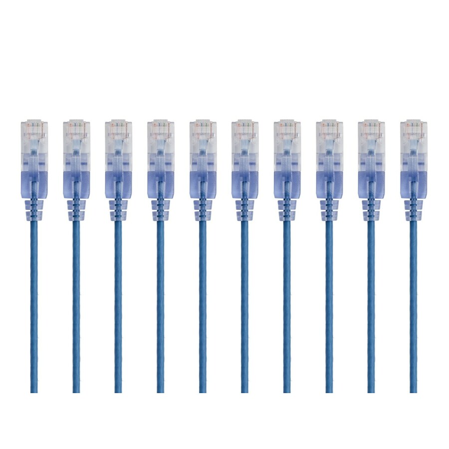 Monoprice 10-Pack, SlimRun Cat6A Ethernet Network Patch Cable, 1ft Blue