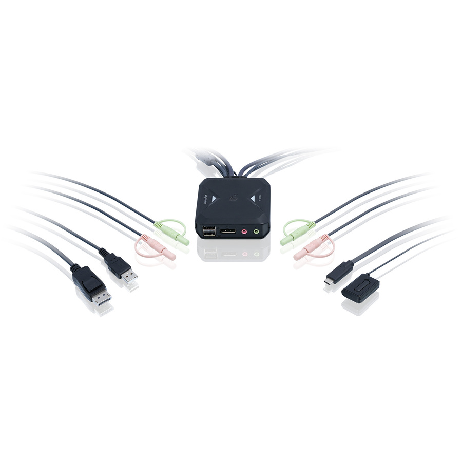 IOGEAR 2-Port 4K Hybrid KVM Switch with DisplayPort, USB-C and Audio