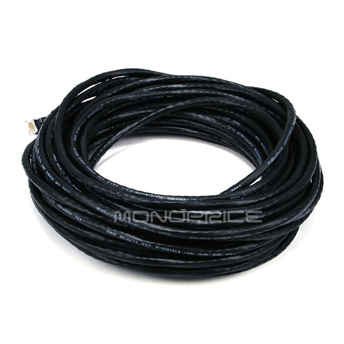 Monoprice 50FT 24AWG Cat6 550MHz UTP Ethernet Bare Copper Network Cable - Black