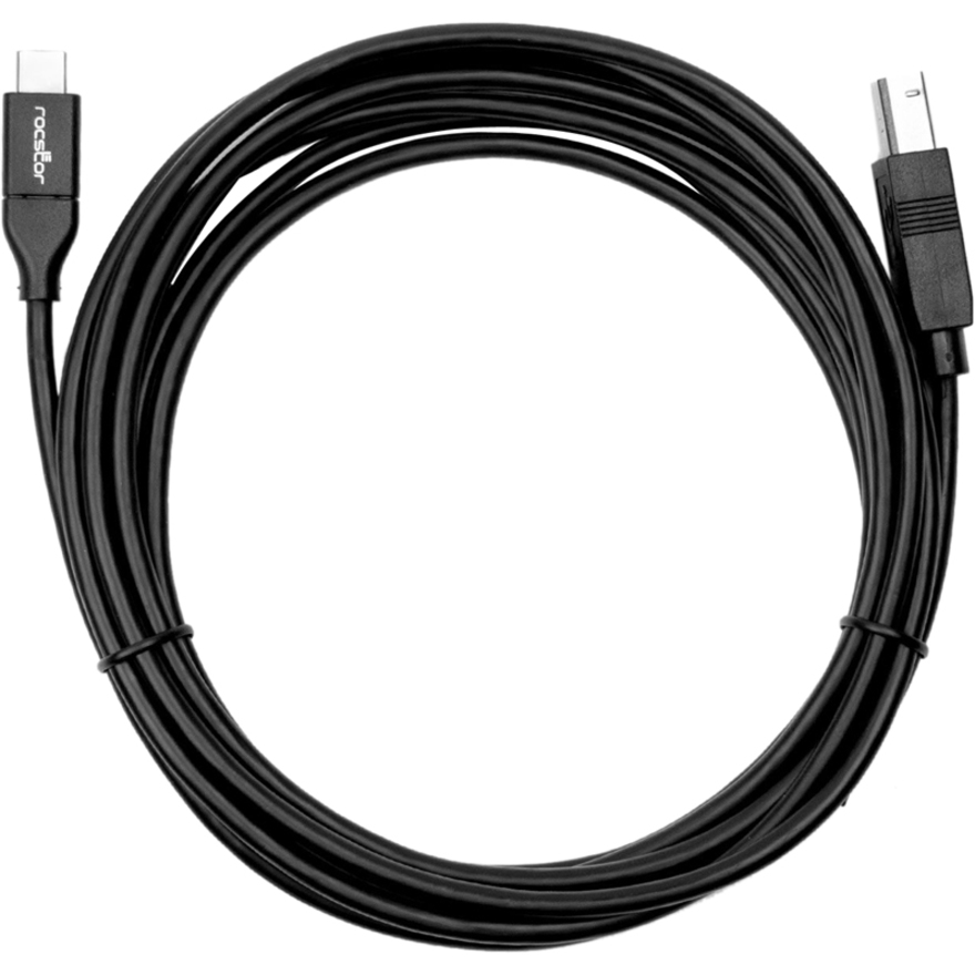 Rocstor Premium USB-C to USB-B Cable - 6 ft USB-C/USB-B Data Transfer Cable for Printer, Computer, Scanner, Hard Drive, Peripheral Device, Tablet, Ultrabook, Smartphone - First End: 1 x USB Type C - Male - Second End: 1 x USB 2.0 Type B - Male - 60 Mbit/s - Shielding - Nickel Plated Connector - Black - 1