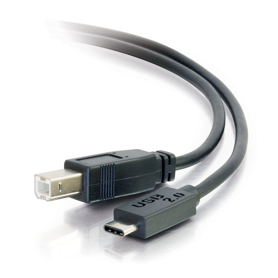 C2G 6ft USB 2.0 USB-C to USB-B Cable M/M - Black - 6 ft USB Network Cable for Printer, Hub - First End: USB 2.0 Type C - Male - Second End: USB 2.0 Type B - Male - 480 Mbit/s - Black