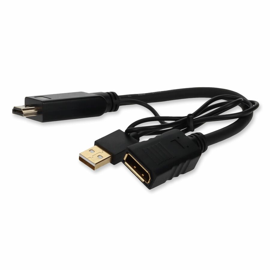 AddOn HDMI 1.3 Male to DisplayPort Female Black Active Adapter Which Is USB Powered For Resolution Up to 2560x1600 (WQXGA)