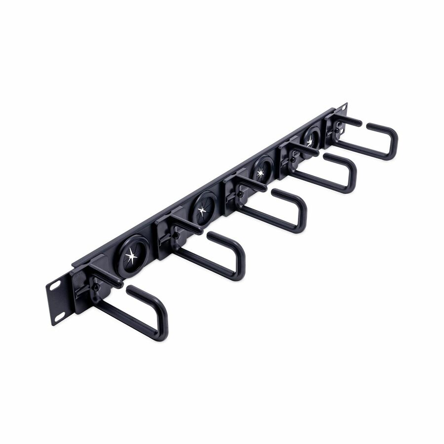 StarTech 1U 19" Cable Management Organizer - D Ring Hook Network/Server Rack Cord Manager - Data Center Horizontal Wire Panel