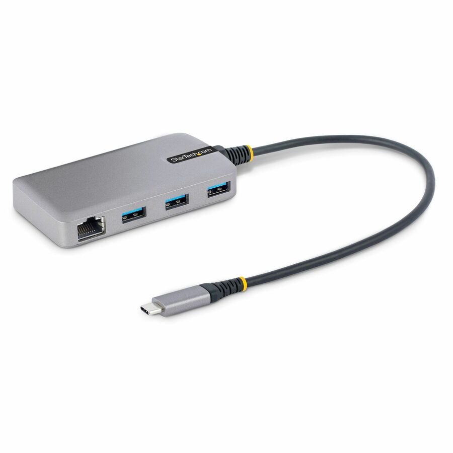 StarTech 3-Port USB-C Hub with Ethernet, 3x USB-A Ports, GbE, 5Gbps, Bus-Powered, 1ft/30cm Cable, Portable USB Type-C Expansion Hub