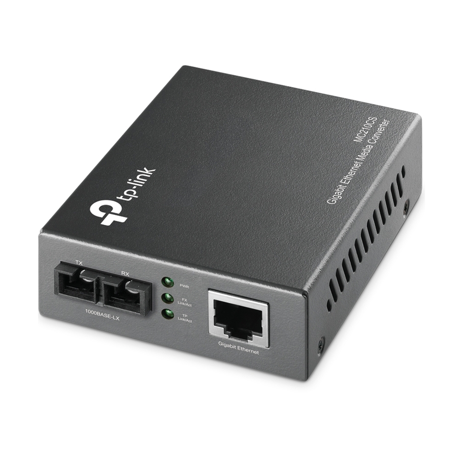 TP-LINK MC210CS - Gigabit SFP to RJ45 Fiber Media Converter - Fiber to Ethernet Converter - Grey - 10/100/1000Mbps RJ45 Port to 1000Base-LX Single-Mode Fiber