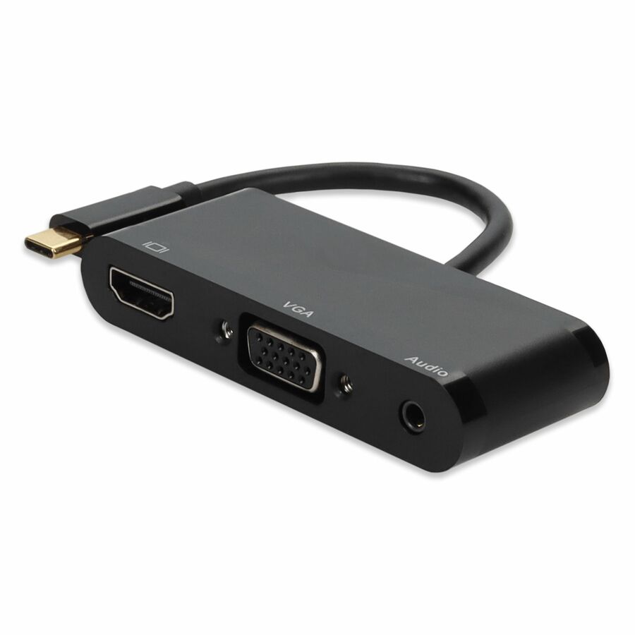 AddOn USB-C 3.1 Male to HDMI Female, VGA Female, USB-A 2.0 Female Black Adapter