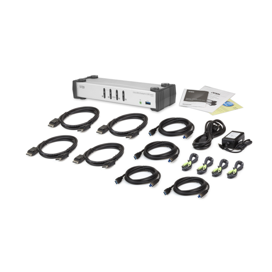 ATEN 4-Port USB 3.0 DisplayPort KVMP Switch-TAA Compliant