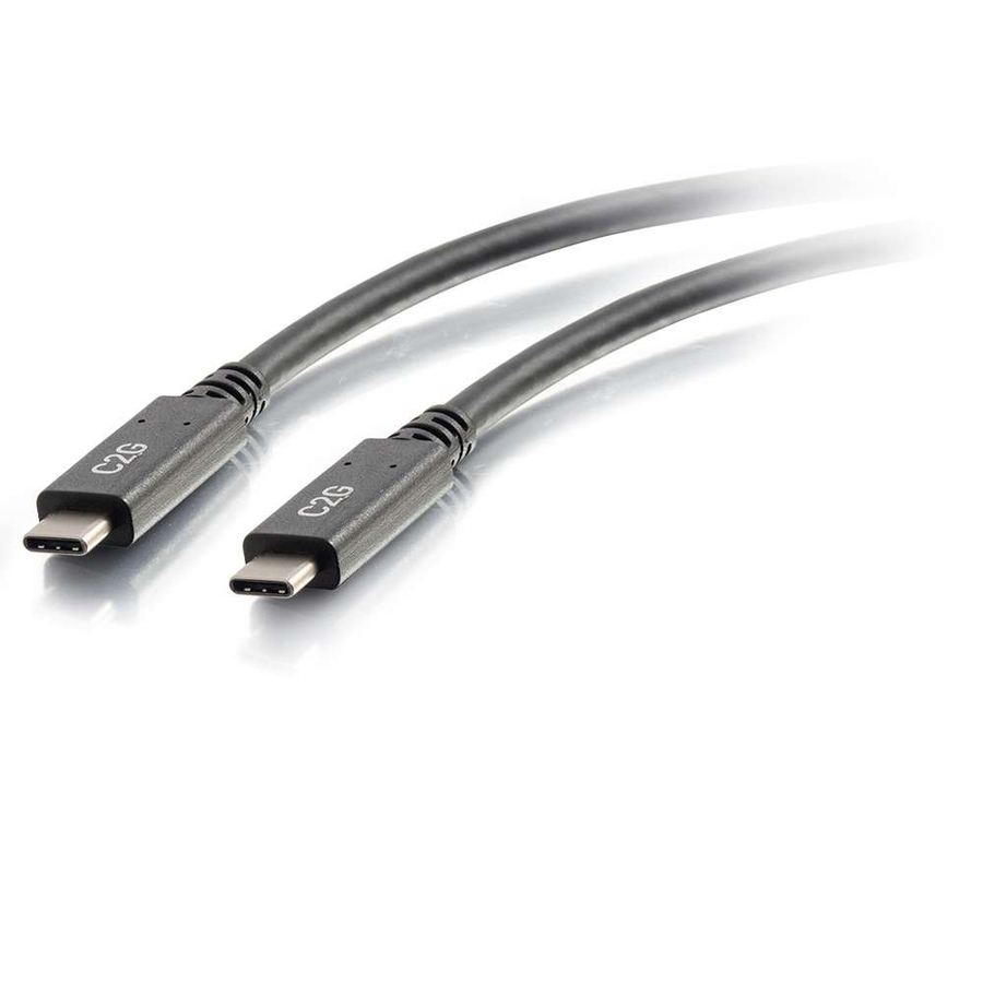 C2G 3ft USB C Cable - USB C to USB C Cable - USB 3.1 Gen 1 - 3A, 5Gbps - M/M - 3 ft USB Data Transfer Cable for Smartphone, Notebook, Tablet - First End: 1 x Type C Male USB - Second End: 1 x Type C Male USB - 5 Gbit/s - Gold-flash, Nickel Plated Connector - 32 AWG - Black