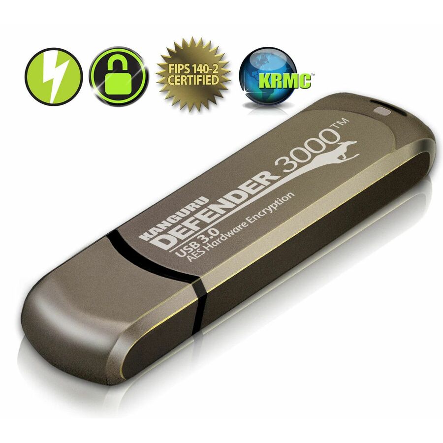 Kanguru Defender3000 FIPS 140-2 Certified Level 3, SuperSpeed USB 3.0 Secure Flash Drive, 16G