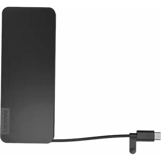 Lenovo USB-C Slim Travel Dock - for Monitor, Notebook - Charging Capability - Memory Card Reader - SD - USB Type C - 1 Displays Supported - 4K @ 60Hz - 3840 x 2160 - 5 x USB Ports - 2 x USB Type-A Ports - USB Type-A - 3 x USB Type-C Ports - USB Type-C - 1 x HDMI Ports - HDMI - Eclipse Black - Wired - Windows 10, ChromeOS, macOS, Linux - 65W