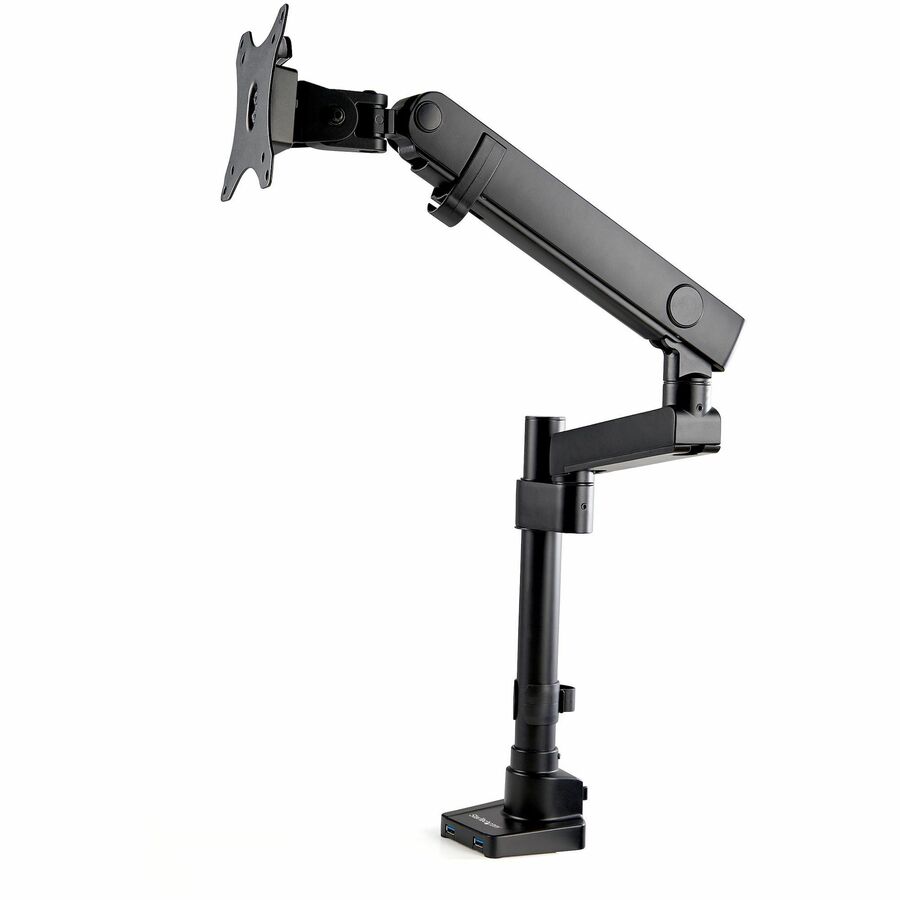 StarTech Desk Mount Monitor Arm with 2x USB 3.0 ports for VESA Display up to 34" (17.6lb/8kg), C-Clamp/Grommet, Mechanical Spring