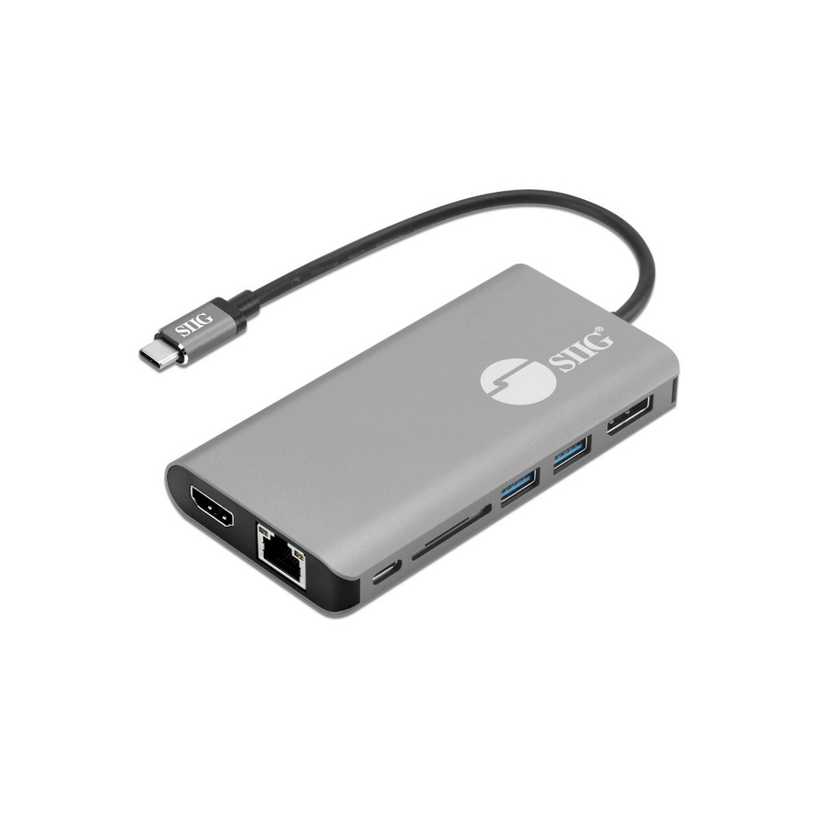 SIIG USB-C MST Video with Hub, LAN and PD 3.0 Docking - 7-in-1 MST Docking Station with 100W PD - MacOS for DP or HDMI Video