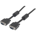 Manhattan SVGA HD15 Male to HD15 Male Monitor Cable with Ferrite Cores, 10', Black