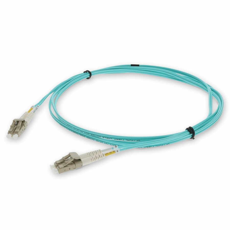AddOn 2m LC to LC Aqua OM3 Duplex OFNR (Riser-Rated) MMF (Multi Mode) Fiber Patch Cable, 50/125