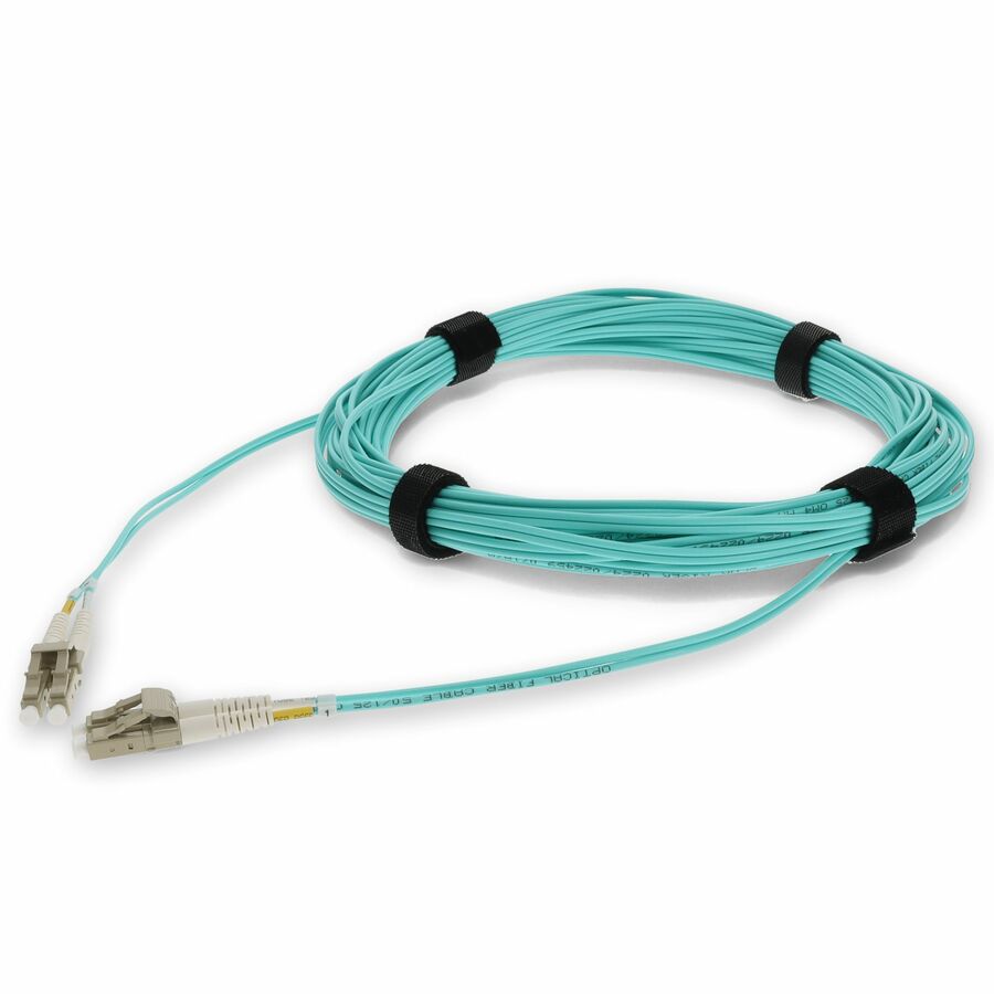 AddOn 3m LC to LC Aqua OM4 Duplex Microboot, Snagless OFNR (Riser-Rated) Fiber Patch Cable