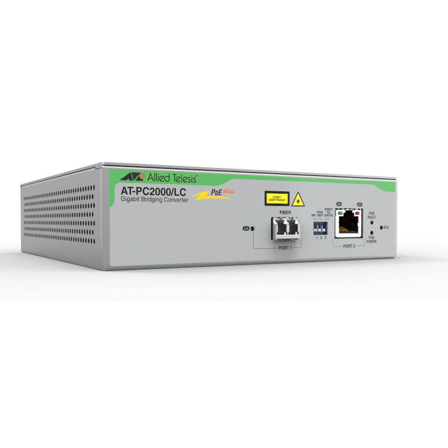 Allied Telesis PoE+ to Fiber Switching Media Converter